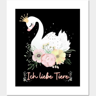 Schwan Liebe Tiere Prinzessin Blumen Süß Posters and Art